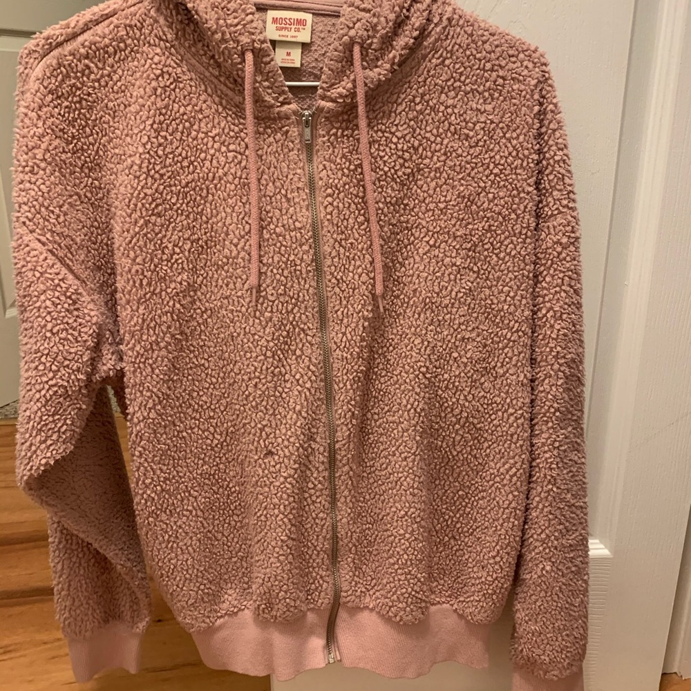 Pink fuzzy zip up jacket